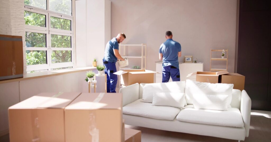 Professional movers carrying boxes in Tamiami, FL